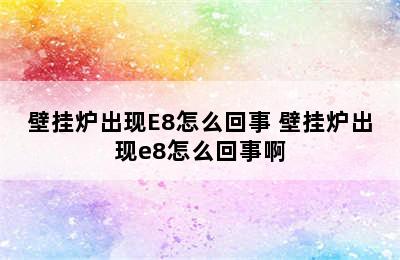 壁挂炉出现E8怎么回事 壁挂炉出现e8怎么回事啊